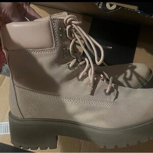 Timberland Carnaby Cool Boots 8.5 Womens Suede Leather Lace Up pale pink